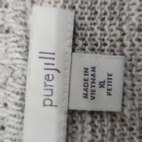 Pure Jill Cardigan Womens Size XL Petite Open Long Sweater Gray White Heather - Picture 2 of 9